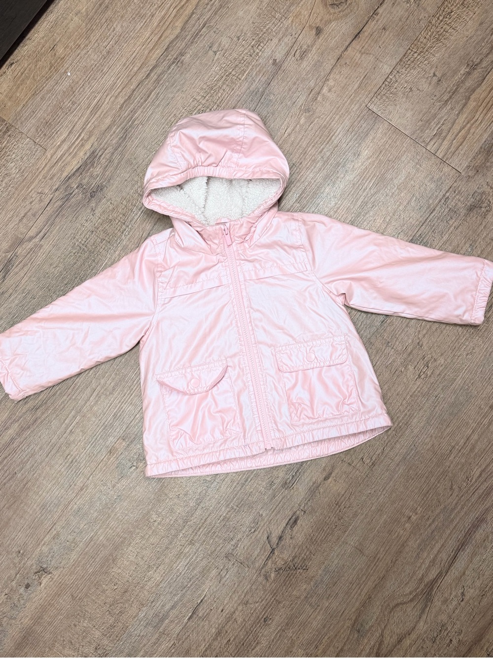 Carters toddler Hooded fleece lined zip up Jacket Light Pink size 2t